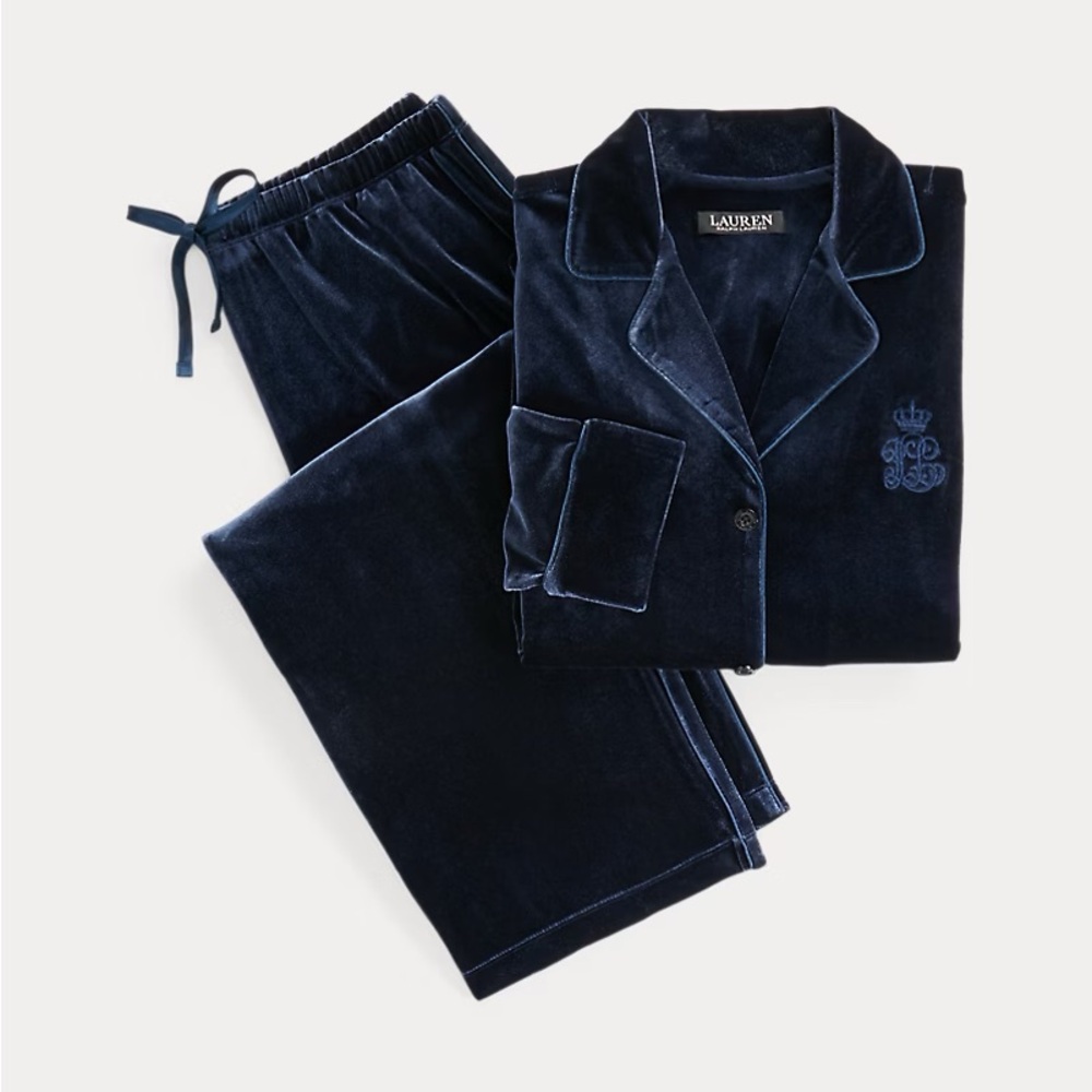 Ralph Lauren Women's Velvet Pajama Set in Navy